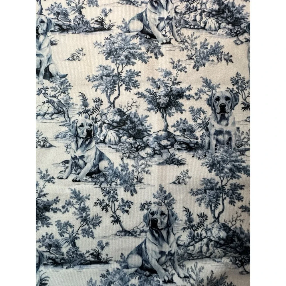 Blue and White French Country Toile Blue Throw Pillow Cover 18x18 Labrador